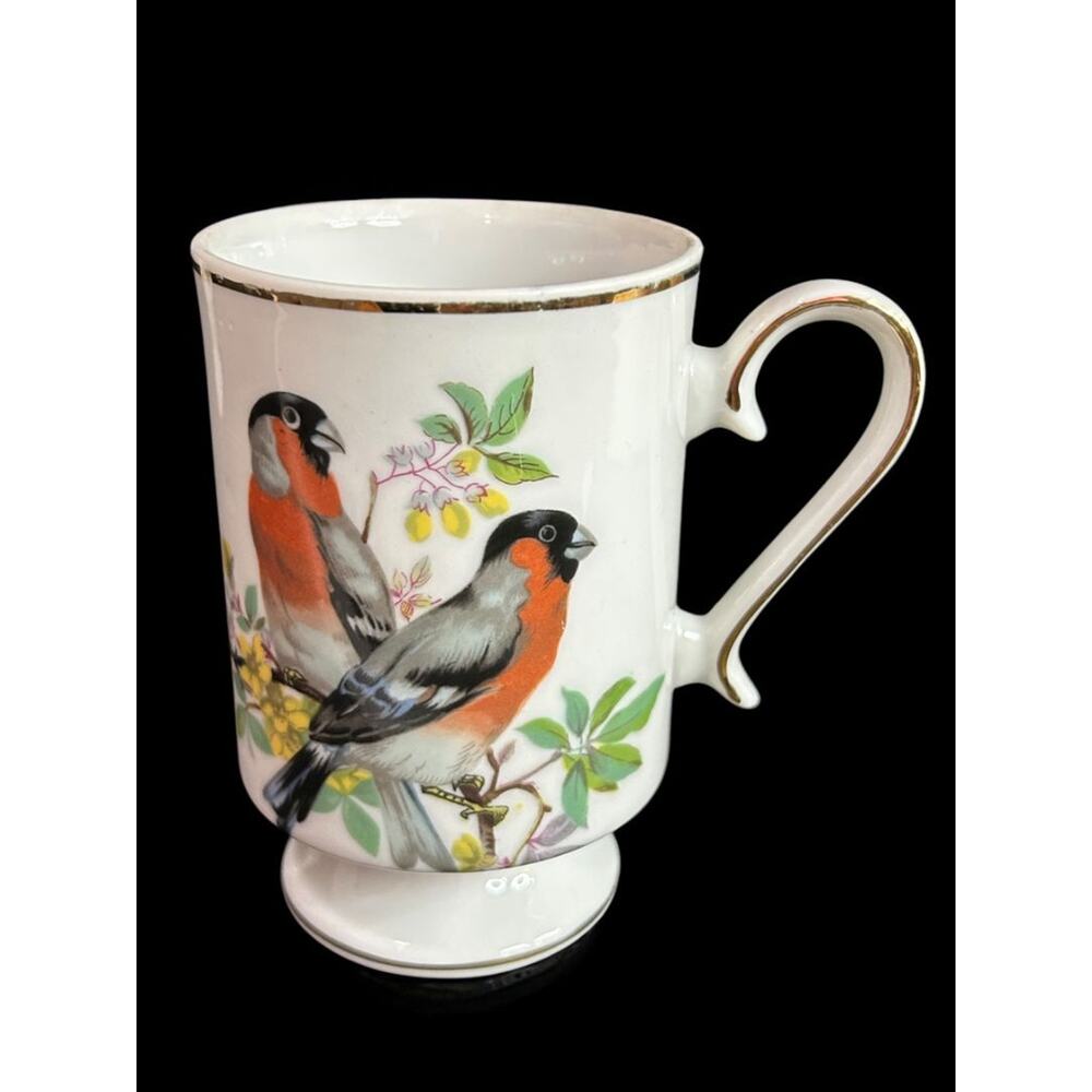 Royal Crown Pedestal Ceramic Bird Mug Gold Trim Orange Throat